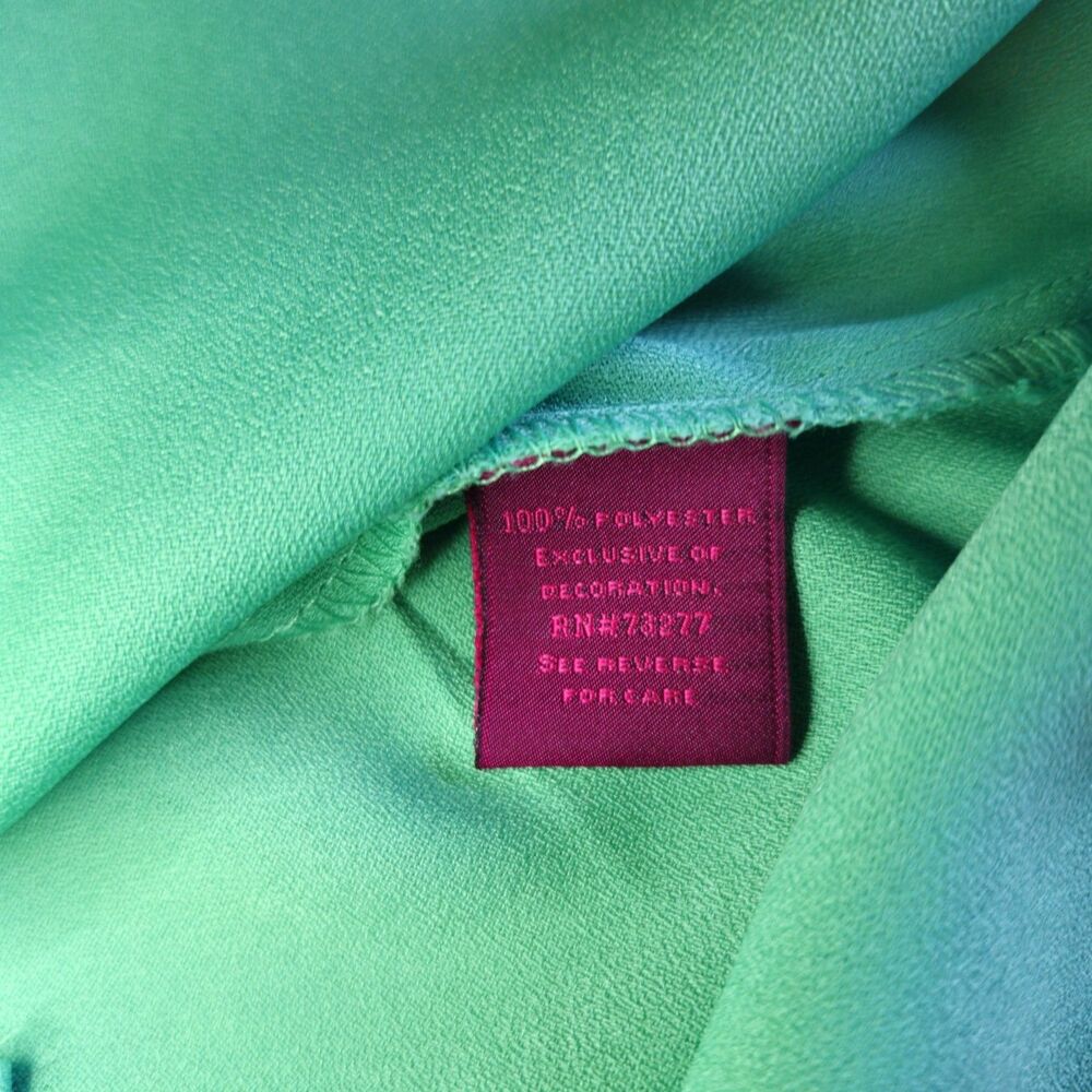 212 Collection Green Blouse Medium 3/4 Sleeve Pleated Front Top Office - Picture 10 of 11